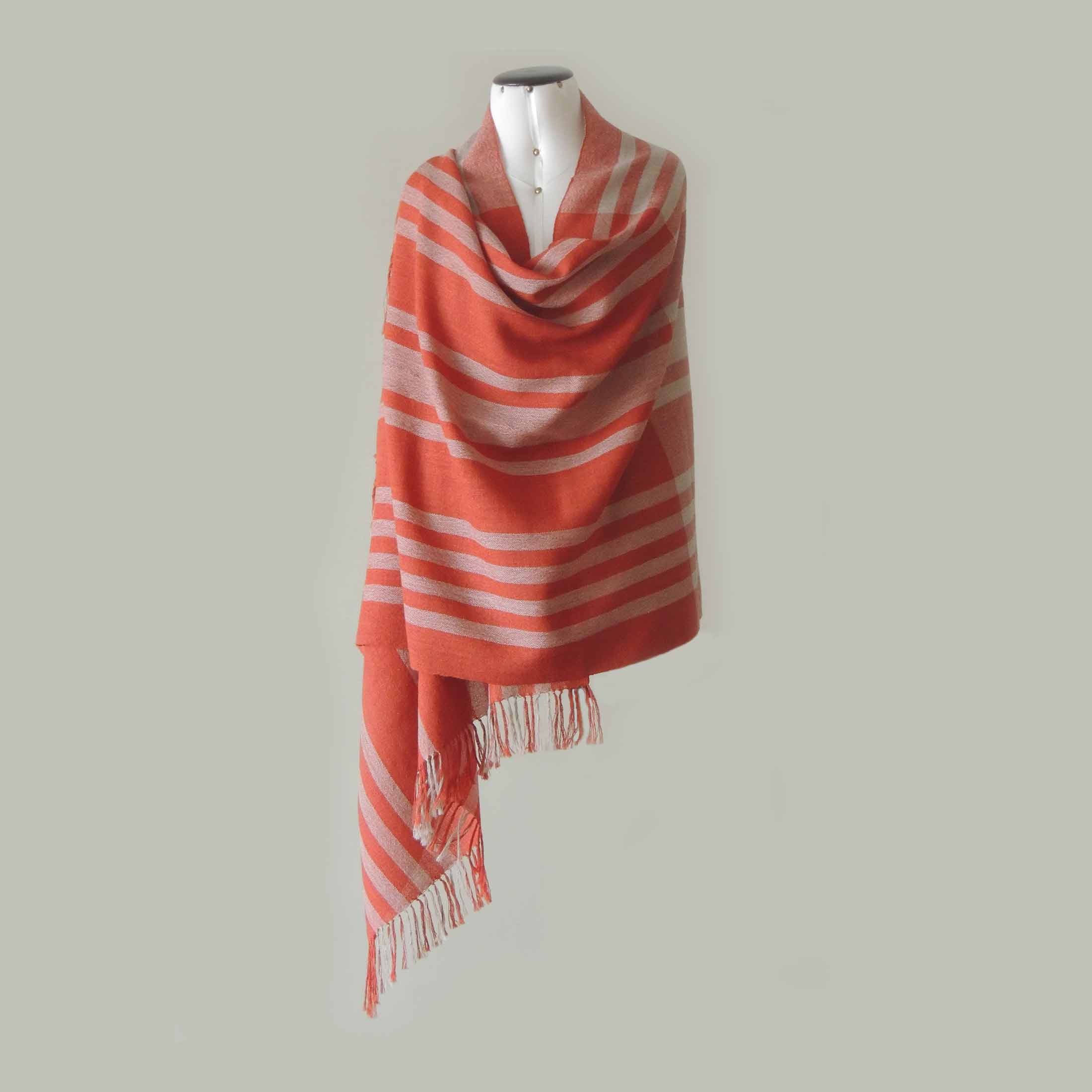 PopsFL knitwear Peru wholesale manufactorhandwoven shawl - stole baby alpaca striped two colors