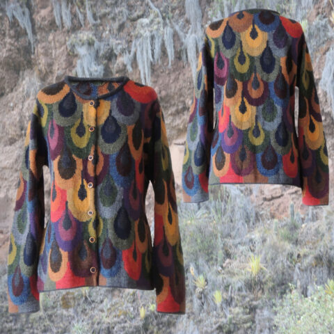 PopsFL knitwear women cardigan intarsi knitted 100% alpaca