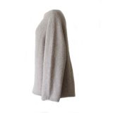 PopsFL Knitwear wholesale Women oversized sweater, solid color with boat neck in felted alpaca blend Industrial knitted made in Peru