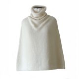 PopsFL knitwear wholesale, Women's poncho- cape can also be used as scarve, solid color with boat neck in felted alpaca blend