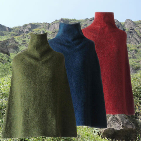 PopsFL Knitwear Womens poncho / scarve in felted alpaca blend