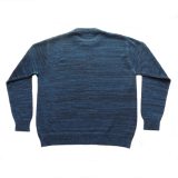 PopsFL knitwear wholesale Men sweater kintted in a melange 2 colors with crew neck, 100% alpaca.