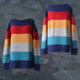 PFL-Knitwear Sweater 5 color striped design, hand knitted Unisex design