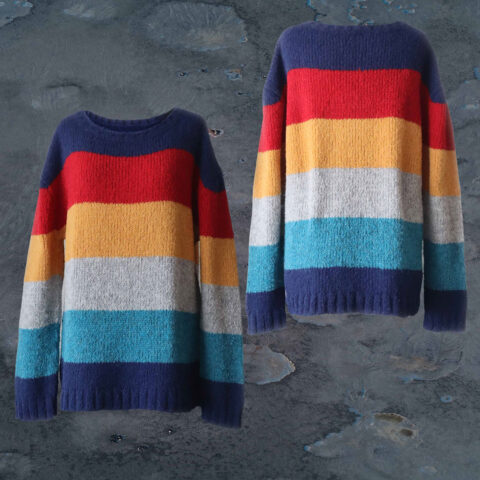 PFL knitwear Sweater 5 color striped design, hand knitted.