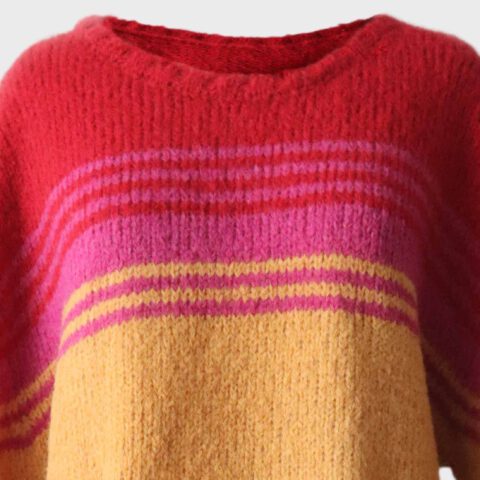 PFL-Knitwear Sweater 3 color striped design, hand knitted Unisex design