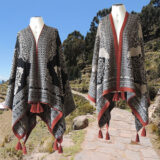 PopsFL Knitwear Women poncho reversible 100% baby alpaca