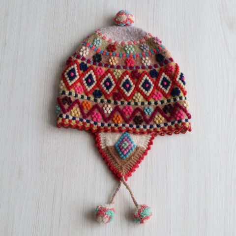 05-1021-NN Peruvian hat, chullo with embroidered details, handmade wool.
