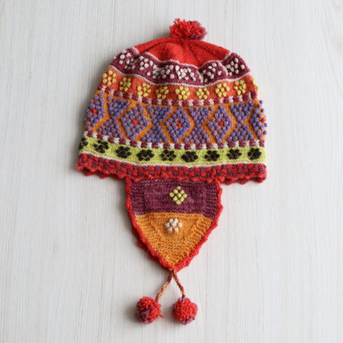05-1021-NN Peruvian hat, chullo with embroidered details, handmade wool.