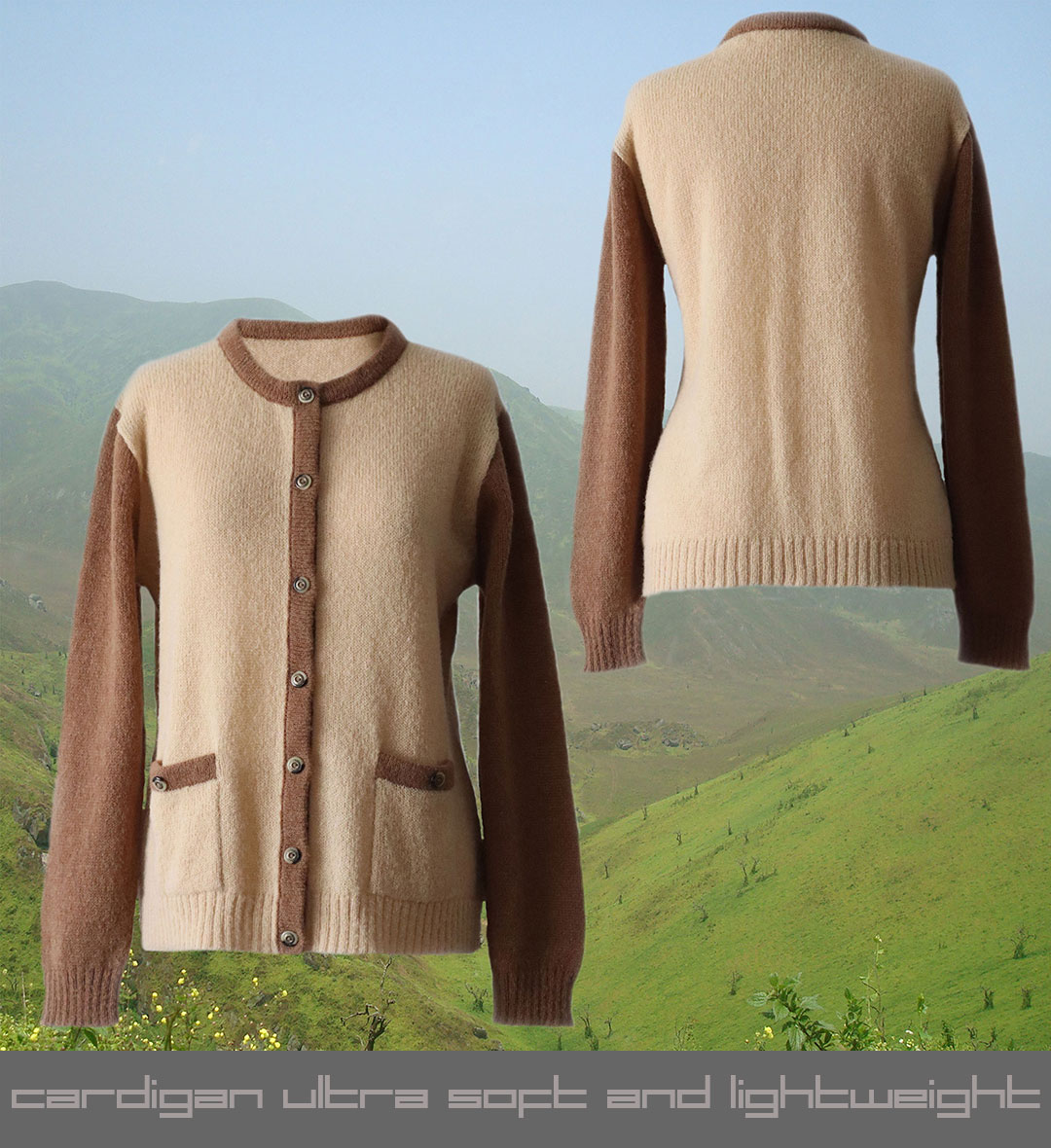PFL knitwear Cardigan with crew-neck in warm, ultra soft, lightweight blend