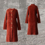 PFL Knitwear Cardi-coat in cosy alpaca fur yarn blend textured knit.