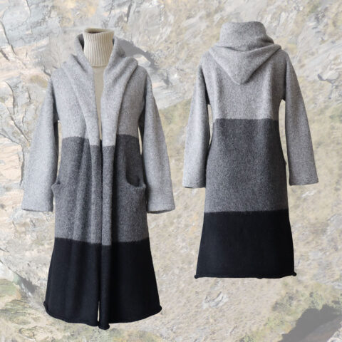 PFL Knitwear Felted capote coat alpaca blend 3 color design