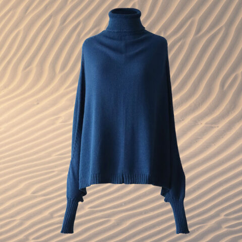 PFL Knitwear Poncho - cape with turtle neck and sleeves.