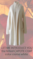 PFL- KNITWEAR Capote coat felted color creme white hooded or non hooded T-100