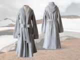 PFL Knitwear capote coat alpaca blend brushed version, hooded or non hooded