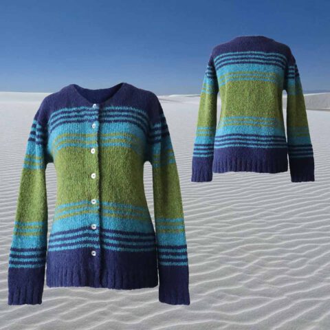 PFL knitwear manufacturer wholesale Cardigan alpaca blend, soft brushed, 3 color stripe design.