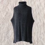 pfl knitwear manufacturer wholesale poncho / waist coat with cable pattern, baby alpaca.