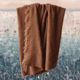 PFL -Knitwear Throw / blanket alpaca blend with fringes handwoven