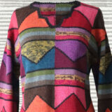 PopsFL knitwear manufacturer,wholesale Women's pullover hand intarsia knitted with graphic pattern, alpaca.
