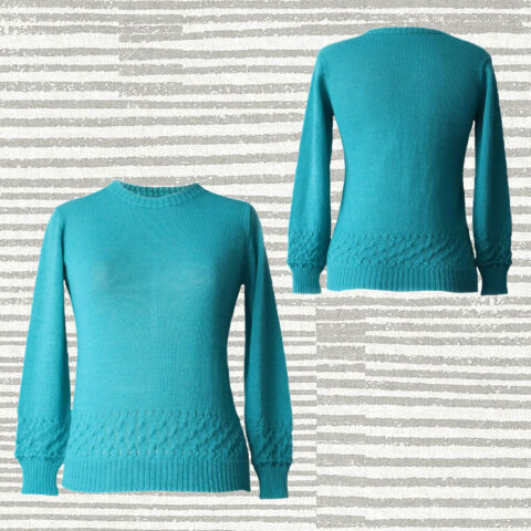PopsFL knitwear manufacturer wholesale Women's sweater, 100% baby alpaca with relief knitted details.