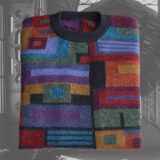 PopsFL Knitwear manufacturer wholesale, Men's alpaca sweater, intarsia knitted with graphic design.