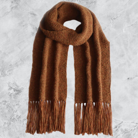 PopsFL knitwear manufacturer wholesale Winter scarf long alpaca blend handknitted with fringes unisex