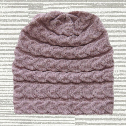 PopsFL knitwear manufacturer wholesale Fine knitted beanie, baby alpaca solid colorwith cable pattern.
